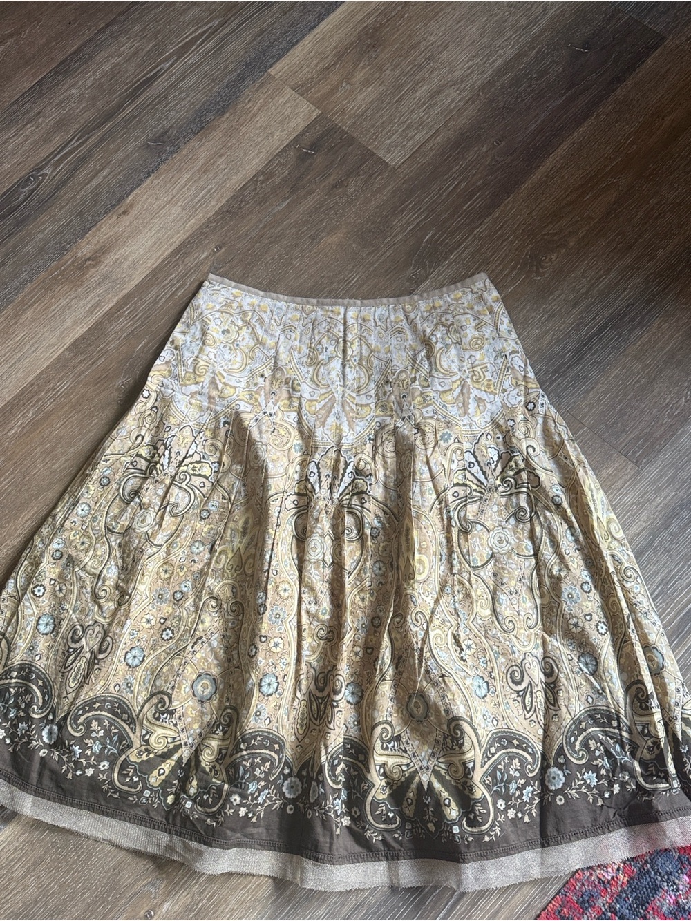 Talbots Paisley Pleated Midi Skirt Size 8 100% Cotton Lined Classic